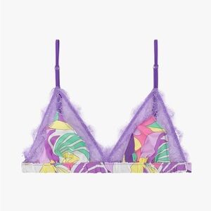 NWT Anthropologie Love Stories Love Lace Lila Print Bralette Size 34 C/D